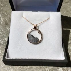 Meteorite Moonscape Necklace With Moissanite -Johan Jewelry Shop 4492M