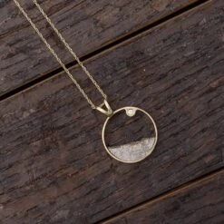 Meteorite Moonscape Necklace With Moissanite -Johan Jewelry Shop 4492MWG
