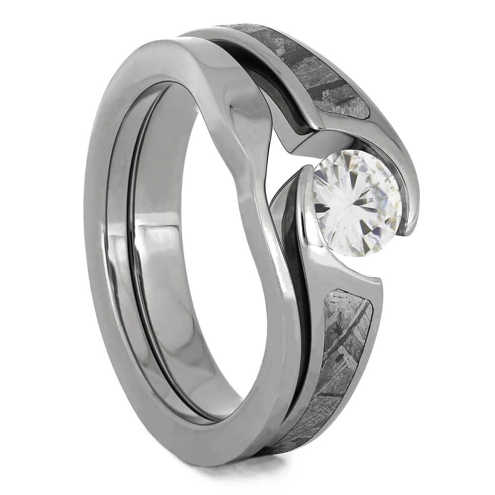 Tension Set Diamond Bridal Set With Meteorite 4 Tension Set Diamond Bridal Set With Meteorite - Image 2