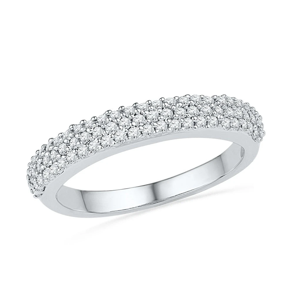 Pave' Set Diamond Women's Wedding Band 3 Pave' Set Diamond Women's Wedding Band
