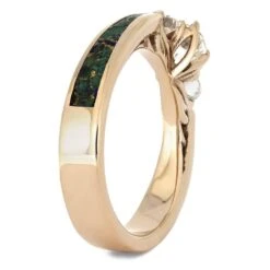 Diamond Engagement Ring With Desert Mosaic Turquoise -Johan Jewelry Shop 4506 2E