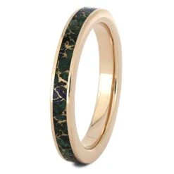 Solid Gold Wedding Band With Desert Mosaic Turquoise -Johan Jewelry Shop 4507 2E