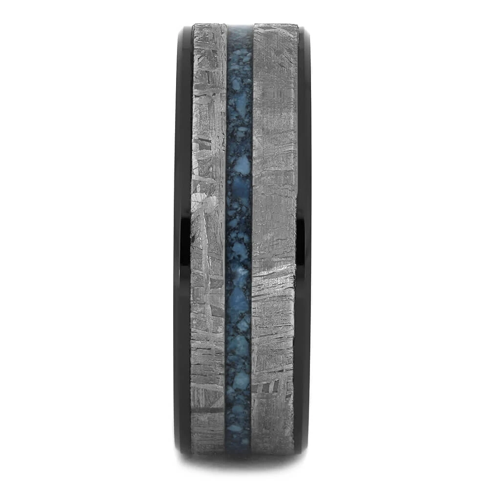 Genuine Meteorite & Kingman Turquoise Ring 5 Genuine Meteorite & Kingman Turquoise Ring - Image 3