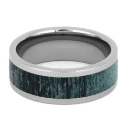 Men's Titanium Ring With Green Antler Inlay -Johan Jewelry Shop 4513 GR 3 E