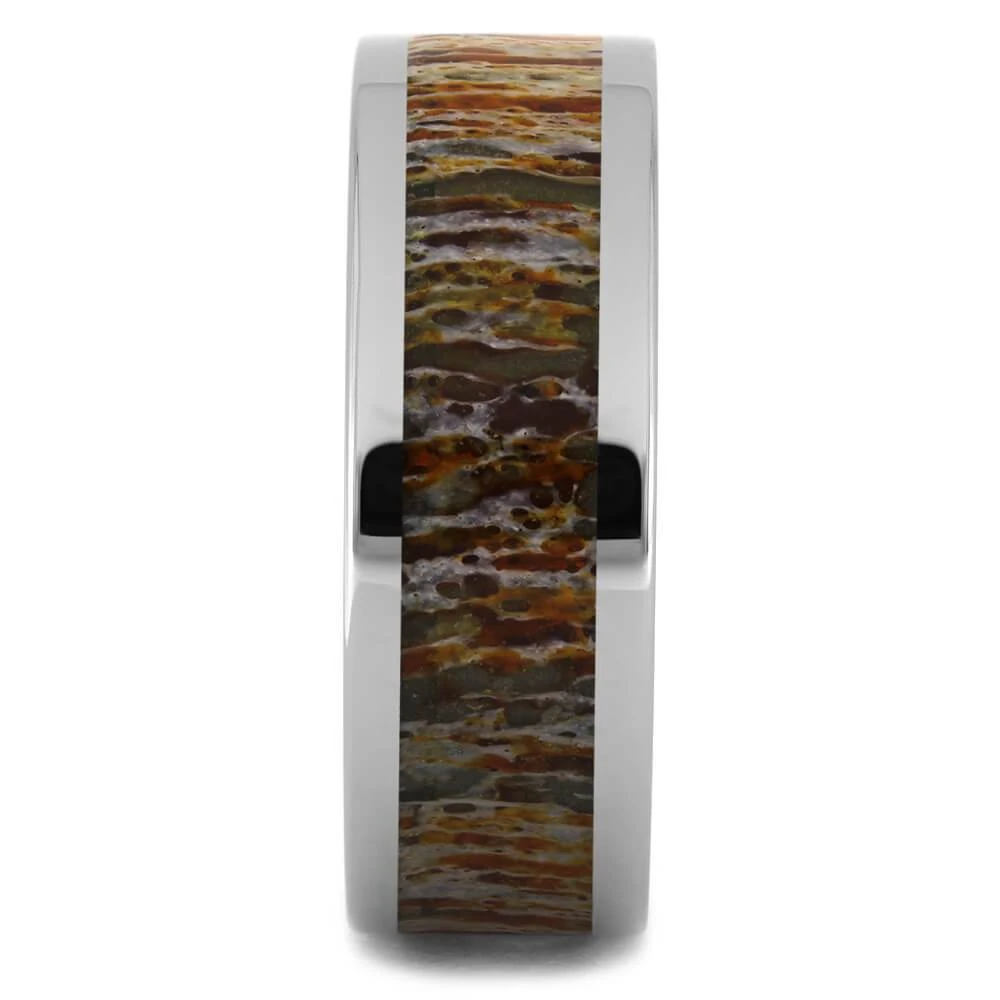 Titanium Ring With Unique Orange Deer Antler 5 Titanium Ring With Unique Orange Deer Antler - Image 3