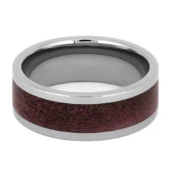 Titanium Wedding Band With Warm Red Deer Antler -Johan Jewelry Shop 4513 RD 3 E
