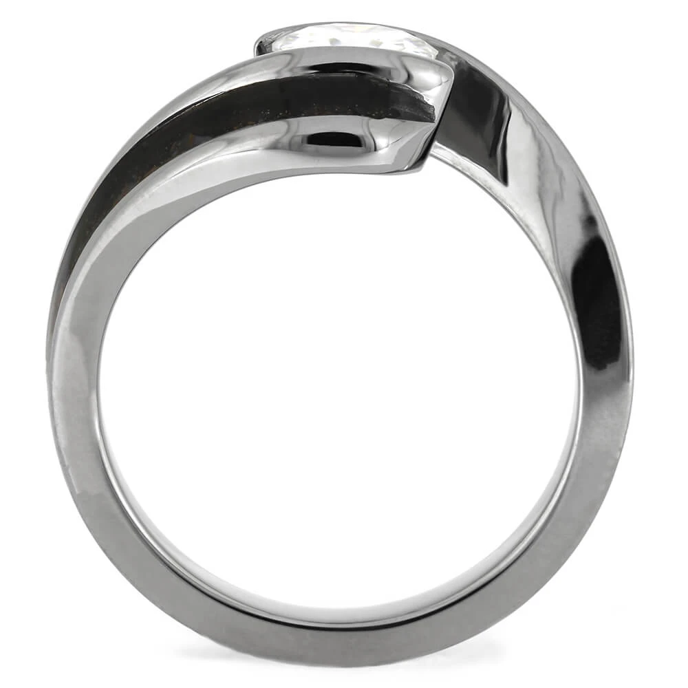 Tension Set Moissanite Engagement Ring With Dinosaur Bone 7 Tension Set Moissanite Engagement Ring With Dinosaur Bone - Image 5