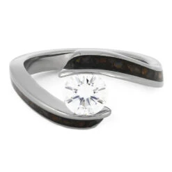 Tension Set Moissanite Engagement Ring With Dinosaur Bone 14 Tension Set Moissanite Engagement Ring With Dinosaur Bone -Johan Jewelry Shop 4519 4E