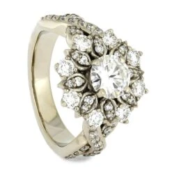 Diamond Bridal Set With White Gold Flower Halo Design -Johan Jewelry Shop 4536E d0508688 19f5 482a 8f7f 726a0a95ffaa