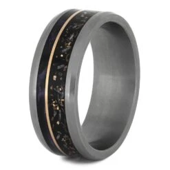 Stardust™ & Purple Wood Men's Wedding Band 10 Stardust™ & Purple Wood Men's Wedding Band -Johan Jewelry Shop 4537 2E