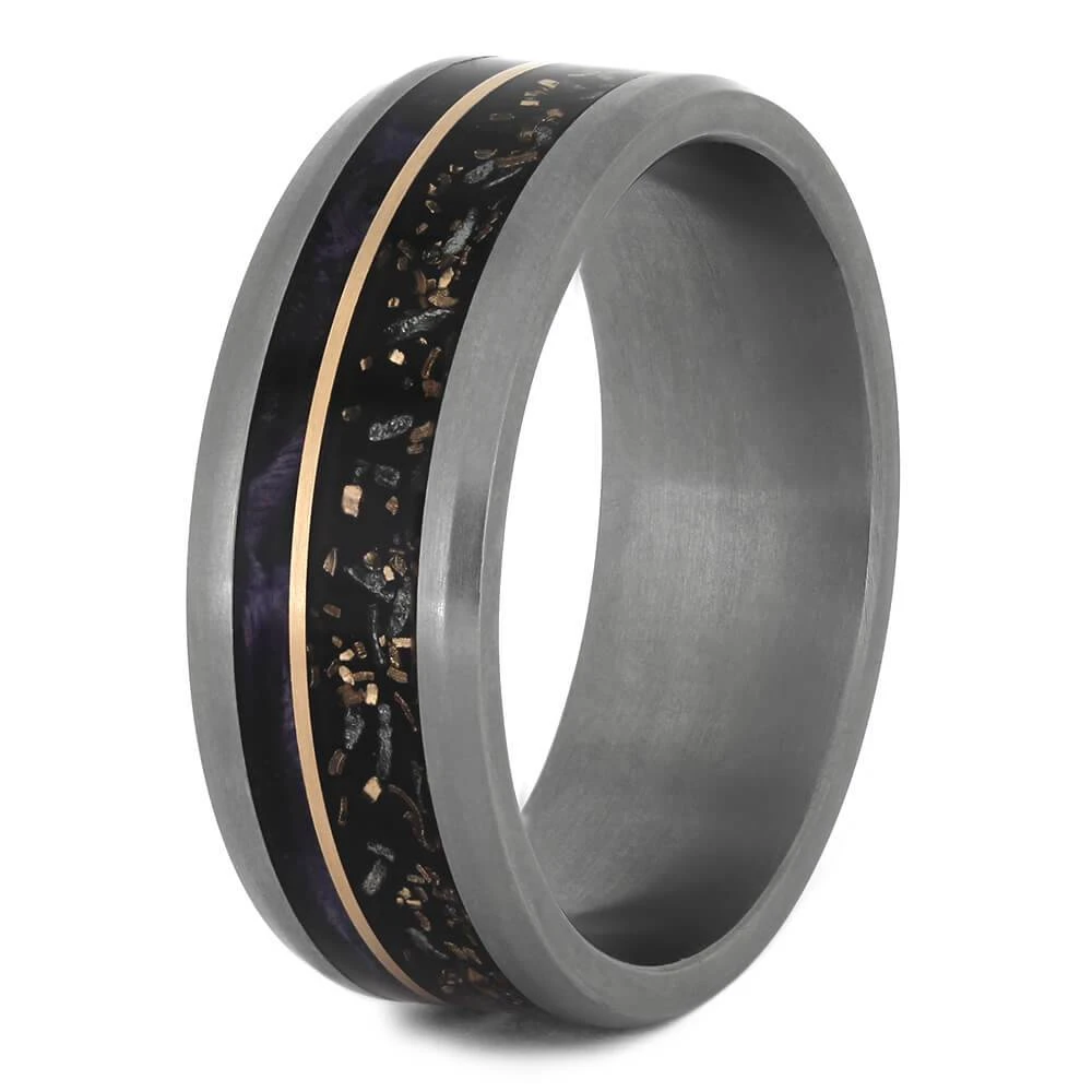 Stardust™ & Purple Wood Men's Wedding Band 6 Stardust™ & Purple Wood Men's Wedding Band - Image 4