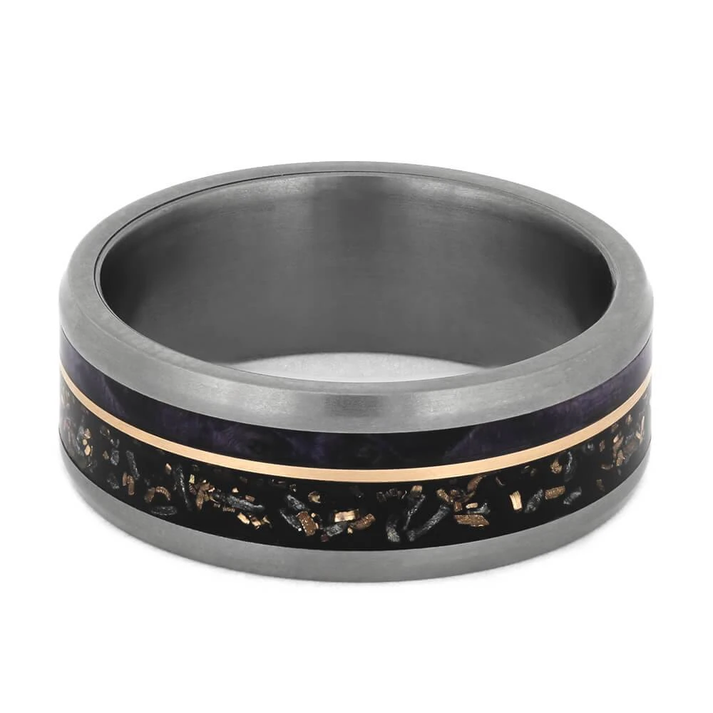 Stardust™ & Purple Wood Men's Wedding Band 7 Stardust™ & Purple Wood Men's Wedding Band - Image 5