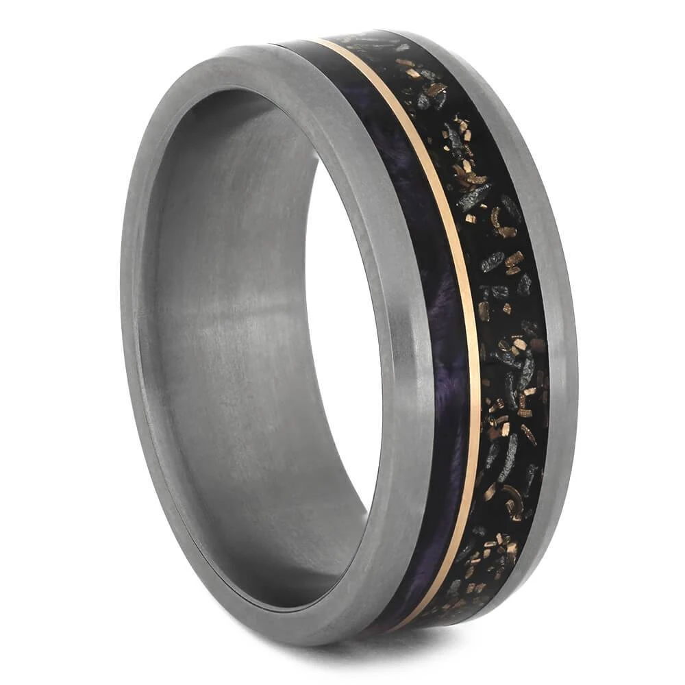Stardust™ & Purple Wood Men's Wedding Band 4 Stardust™ & Purple Wood Men's Wedding Band - Image 2