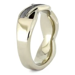 Meteorite And Koa Wood Twist Wedding Band -Johan Jewelry Shop 4538 2E