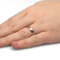 Meteorite And Koa Wood Twist Wedding Band -Johan Jewelry Shop 4538Handshot