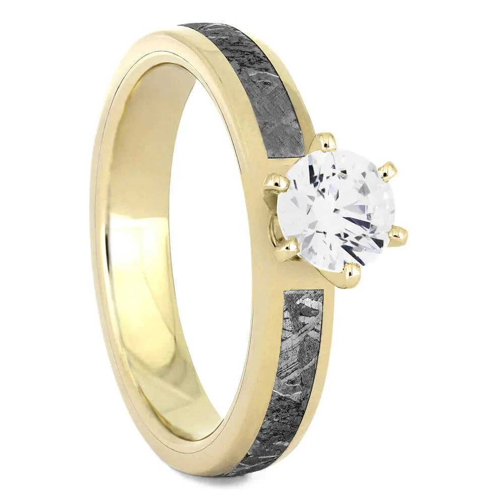 Solitaire Moissanite & Meteorite Engagement Ring 4 Solitaire Moissanite & Meteorite Engagement Ring - Image 2