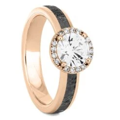 Nature Wedding Ring Set, Halo Engagement Ring & Wooden Wedding Band 8 Nature Wedding Ring Set, Halo Engagement Ring & Wooden Wedding Band -Johan Jewelry Shop 4541