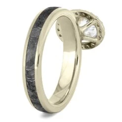 Meteorite & Oval Halo Moissanite Engagement Ring -Johan Jewelry Shop 4542 2 E c24c7d9d deb4 4f77 891c 72d55f6d649d