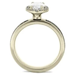 Meteorite & Oval Halo Moissanite Engagement Ring -Johan Jewelry Shop 4542 3 E fd78dacd c0fe 45f6 b9ee eedbff9be5dd