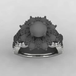 Custom Diamond Curved Wedding Band For Halo Engagement Ring