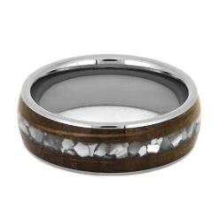 Whiskey Barrel Wood Wedding Band With Crushed Pearl 13 Whiskey Barrel Wood Wedding Band With Crushed Pearl -Johan Jewelry Shop 4590 3E