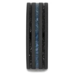 Black Stardust And Turquoise Men's Wedding Band 10 Black Stardust And Turquoise Men's Wedding Band -Johan Jewelry Shop 4607 1E