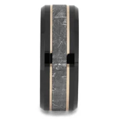 Black Ceramic Wedding Band With Authentic Meteorite -Johan Jewelry Shop 4613 1E