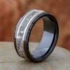 Black Ceramic Wedding Band With Authentic Meteorite -Johan Jewelry Shop 4613RGGoldVariants