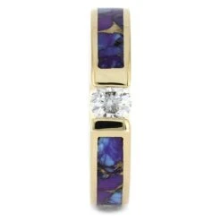 Unique Purple Ring With Solitaire Natural Diamond -Johan Jewelry Shop 4614 1E
