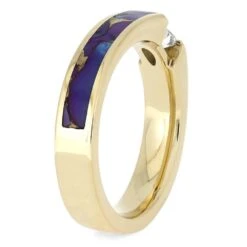 Unique Purple Ring With Solitaire Natural Diamond -Johan Jewelry Shop 4614 2E