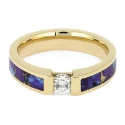 Unique Purple Ring With Solitaire Natural Diamond -Johan Jewelry Shop 4614 4E