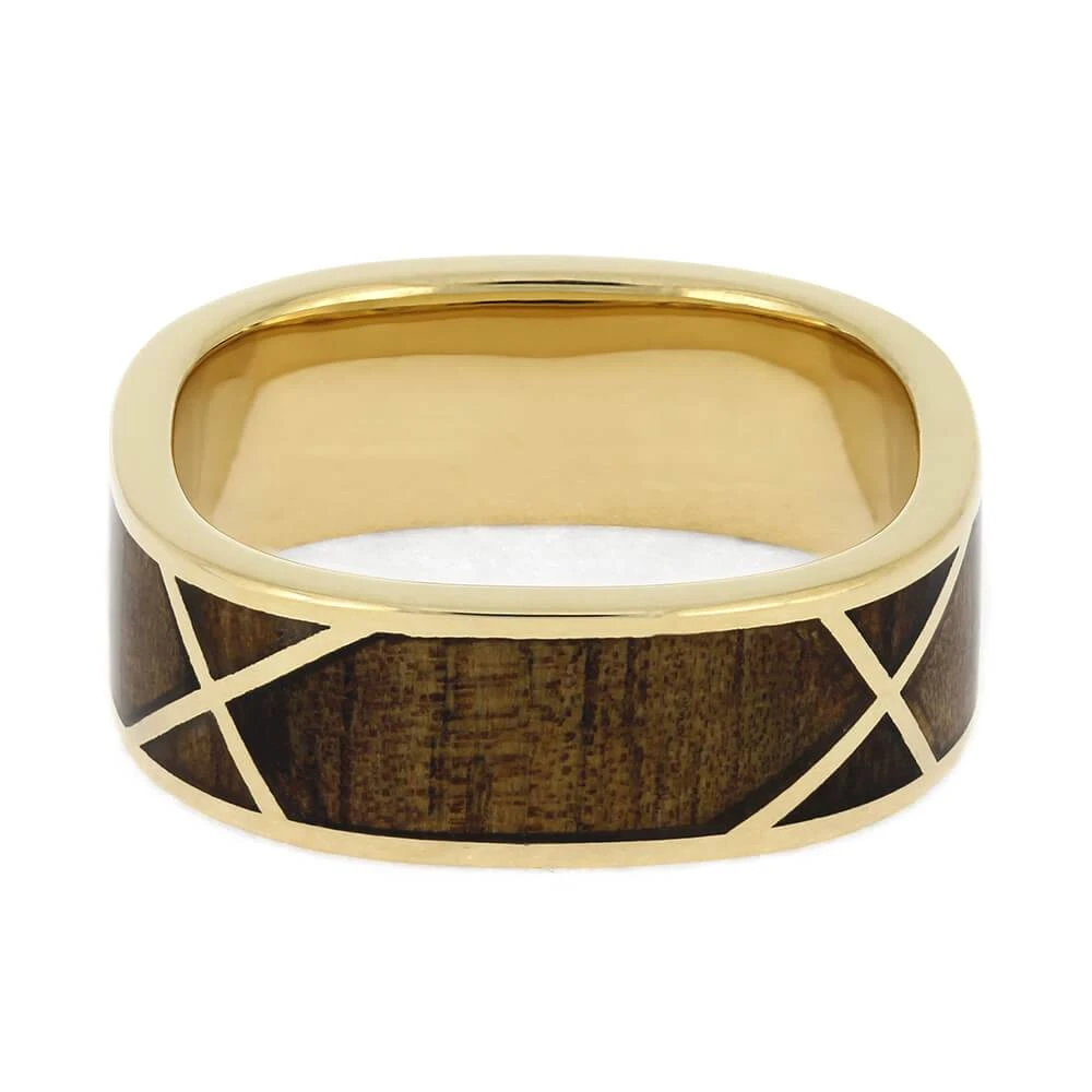 Koa Wood Wedding Band With Yellow Gold Woven Design 8 Koa Wood Wedding Band With Yellow Gold Woven Design - Image 6