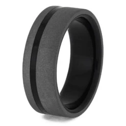 Wenge Wood Wedding Band With Sandblasted Finish -Johan Jewelry Shop 4644 2E