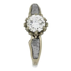 Alternative Engagement Ring With Moissanite & Meteorite -Johan Jewelry Shop 4649 1E