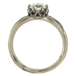 Alternative Engagement Ring With Moissanite & Meteorite -Johan Jewelry Shop 4649 3E