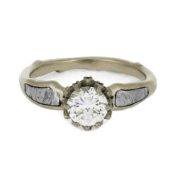 Alternative Engagement Ring With Moissanite & Meteorite -Johan Jewelry Shop 4649 4E