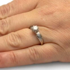 Alternative Engagement Ring With Moissanite & Meteorite -Johan Jewelry Shop 4649Handshot