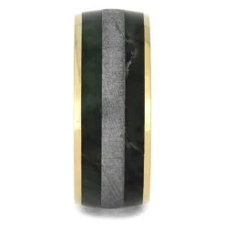 Jade & Meteorite Wedding Band In Solid Gold -Johan Jewelry Shop 4655 1E