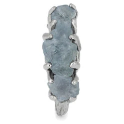 Three Stone Engagement Ring With Rough Aquamarines -Johan Jewelry Shop 4664 1E