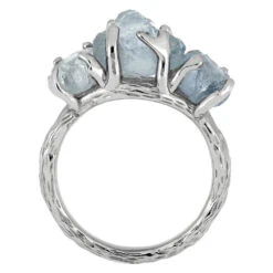 Three Stone Engagement Ring With Rough Aquamarines -Johan Jewelry Shop 4664 3E