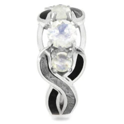 Triple Moonstone Engagement Ring With Meteorite And Dino 10 Triple Moonstone Engagement Ring With Meteorite And Dino -Johan Jewelry Shop 4668 1E