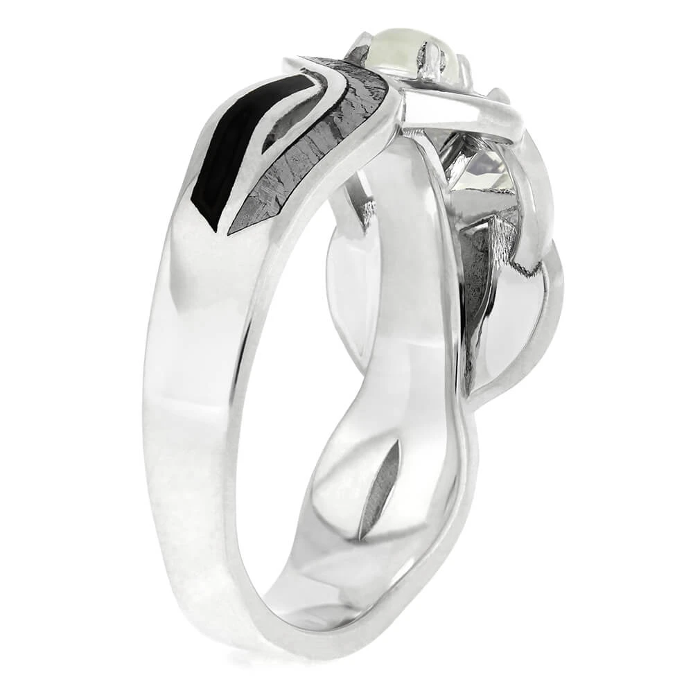 Triple Moonstone Engagement Ring With Meteorite And Dino 6 Triple Moonstone Engagement Ring With Meteorite And Dino - Image 4