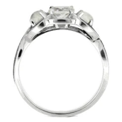 Triple Moonstone Engagement Ring With Meteorite And Dino 12 Triple Moonstone Engagement Ring With Meteorite And Dino -Johan Jewelry Shop 4668 3E