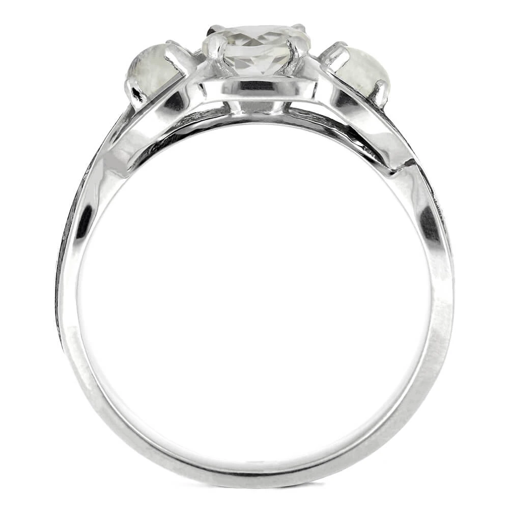 Triple Moonstone Engagement Ring With Meteorite And Dino 7 Triple Moonstone Engagement Ring With Meteorite And Dino - Image 5