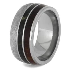 Men's Wide Meteorite Wedding Band With Jade And Koa Wood 12 Men's Wide Meteorite Wedding Band With Jade And Koa Wood -Johan Jewelry Shop 4672 2E