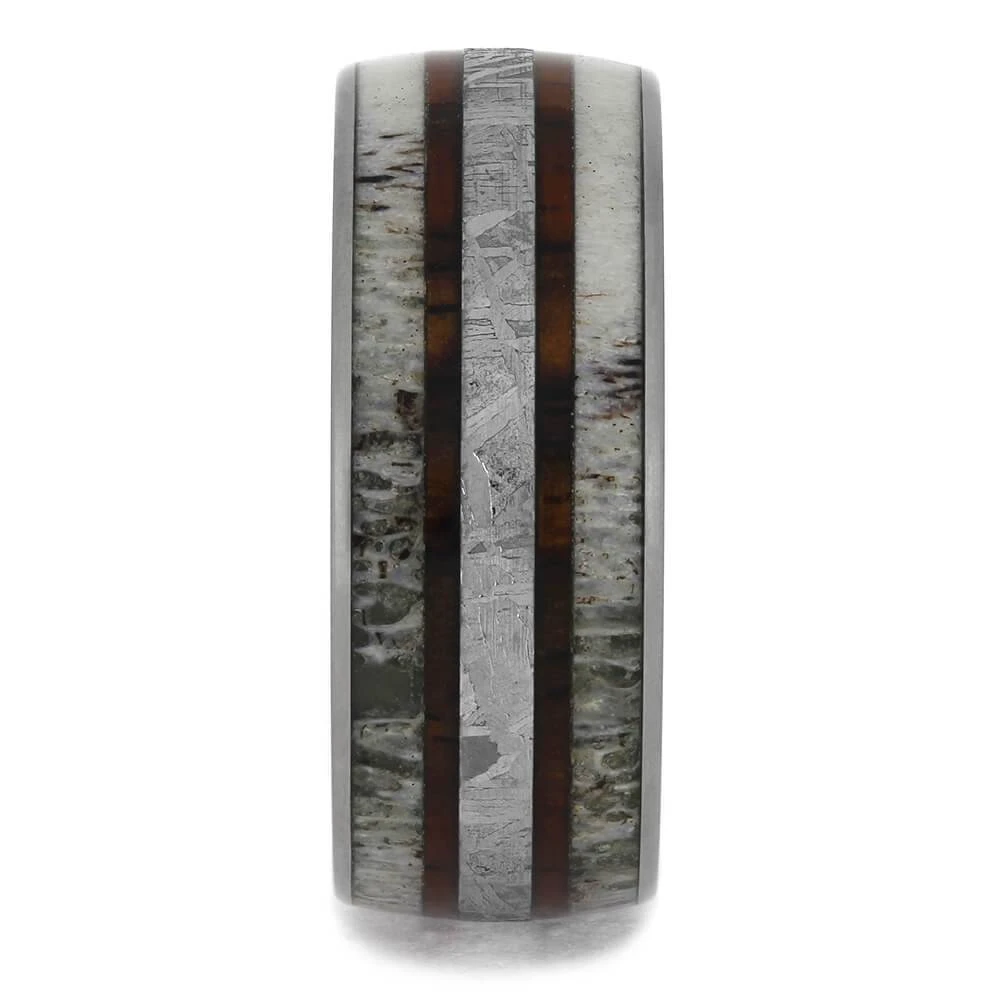 Wood, Meteorite & Antler Men's Wedding Band 5 Wood, Meteorite & Antler Men's Wedding Band - Image 3