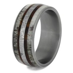 Wood, Meteorite & Antler Men's Wedding Band 11 Wood, Meteorite & Antler Men's Wedding Band -Johan Jewelry Shop 4677 2E