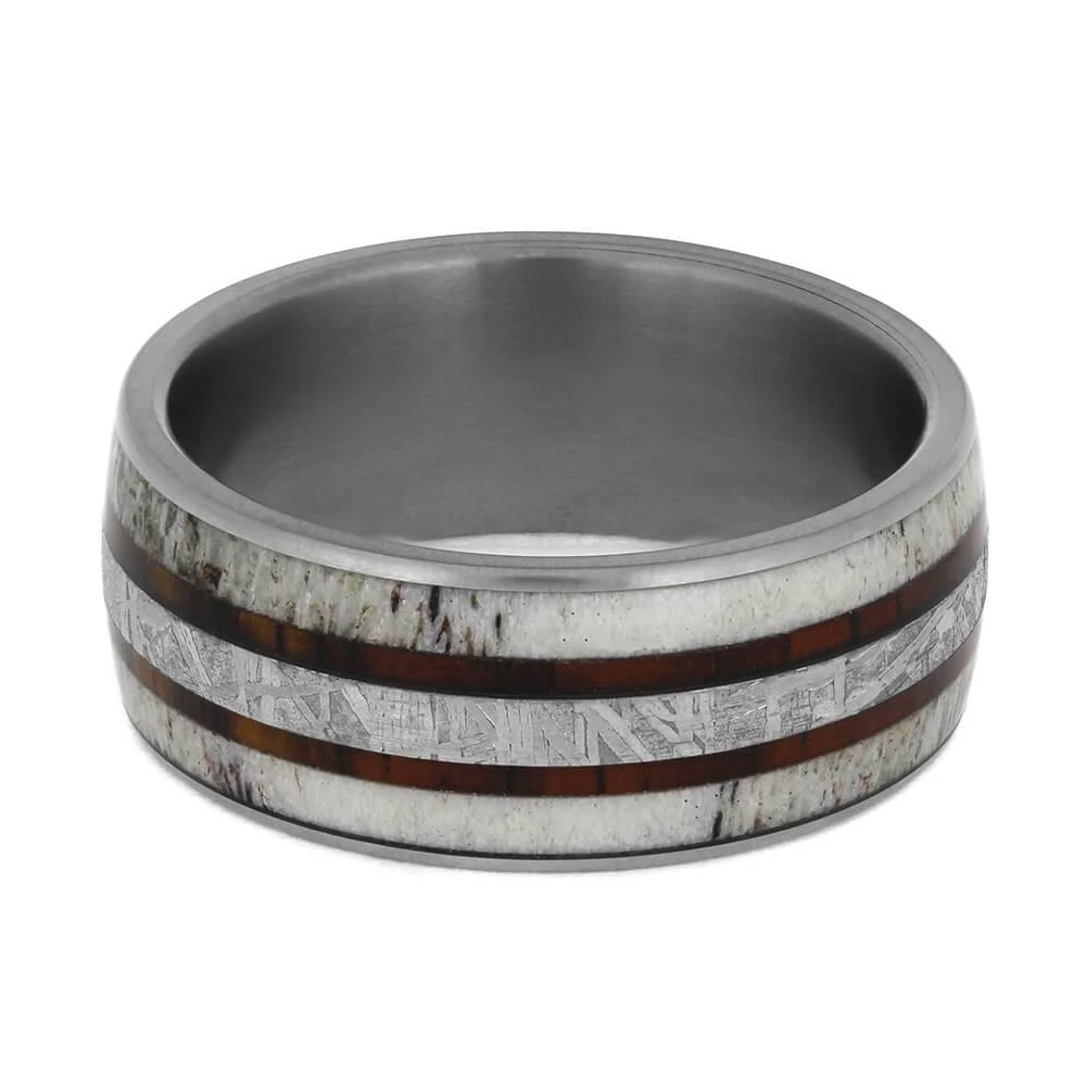 Wood, Meteorite & Antler Men's Wedding Band 7 Wood, Meteorite & Antler Men's Wedding Band - Image 5