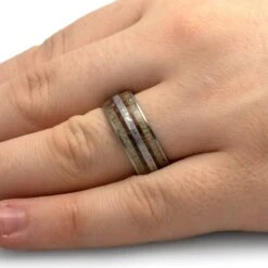 Wood, Meteorite & Antler Men's Wedding Band 13 Wood, Meteorite & Antler Men's Wedding Band -Johan Jewelry Shop 4677Handshot