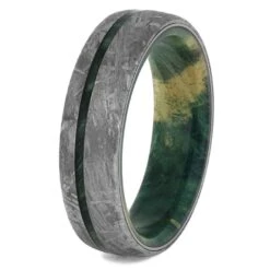 Meteorite & Green Wood Men's Wedding Band -Johan Jewelry Shop 4690 2E